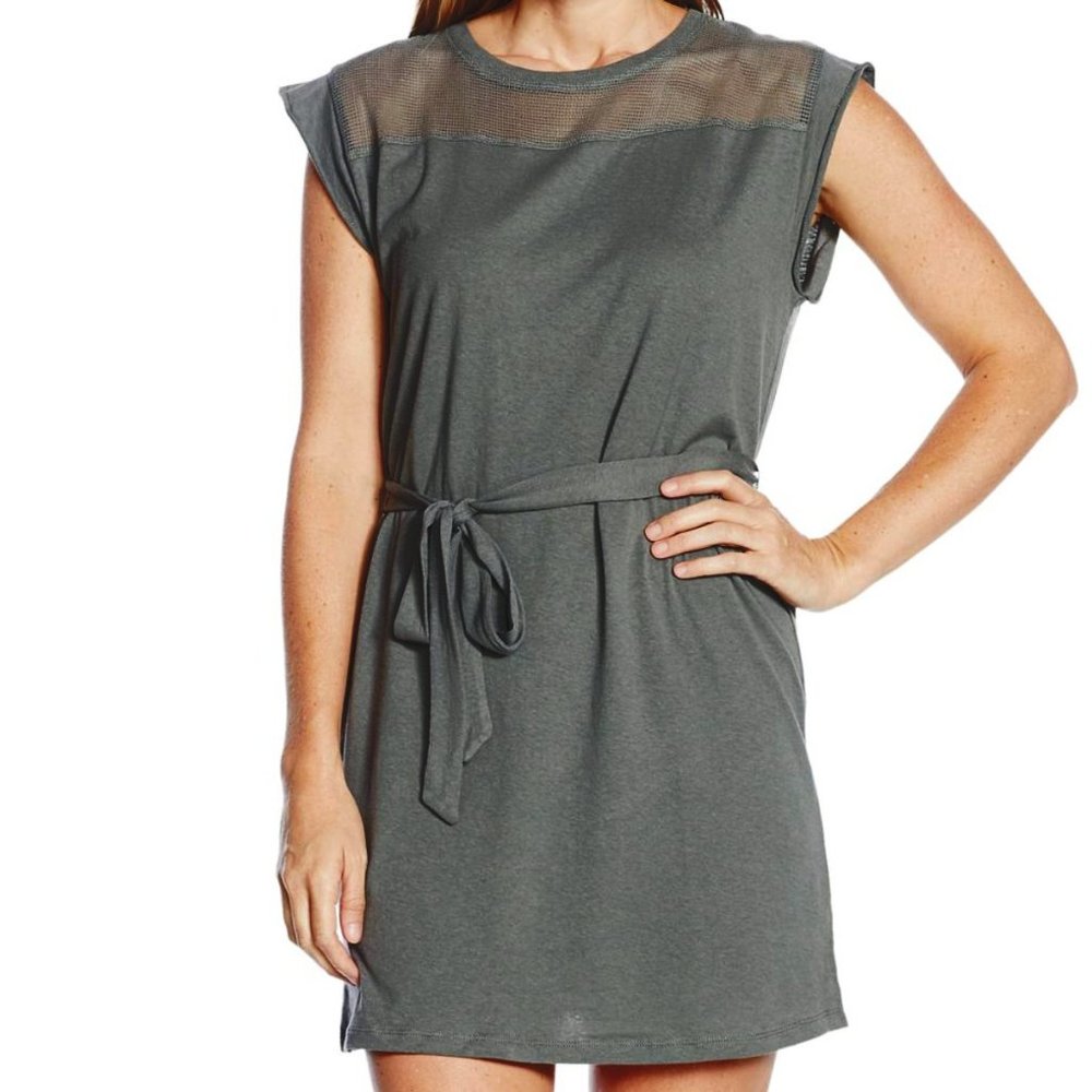 Grey State Apparel Rachel Belted Dress with Mesh Detail - Cotton/Linen